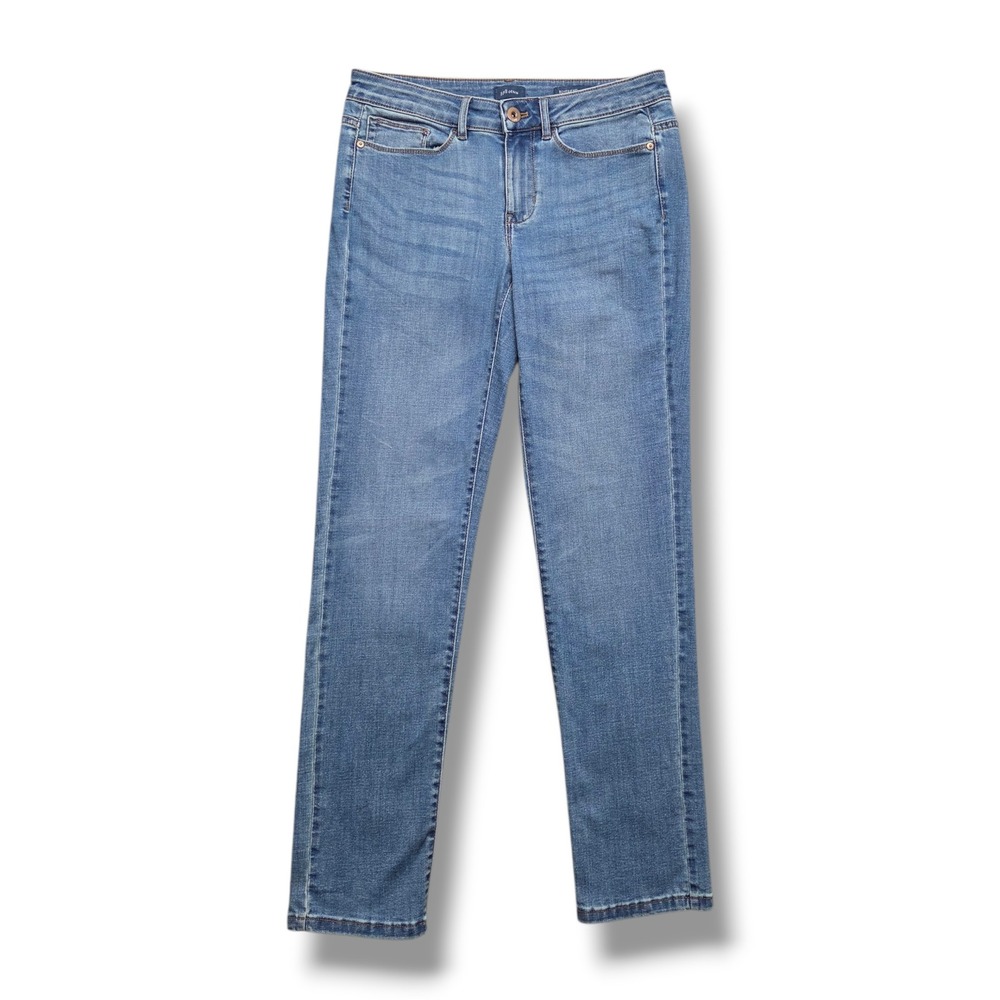 J Jill Boyfriend Straight Leg Ankle Jeans Womens 4 Mid Rise Light‎ Wash